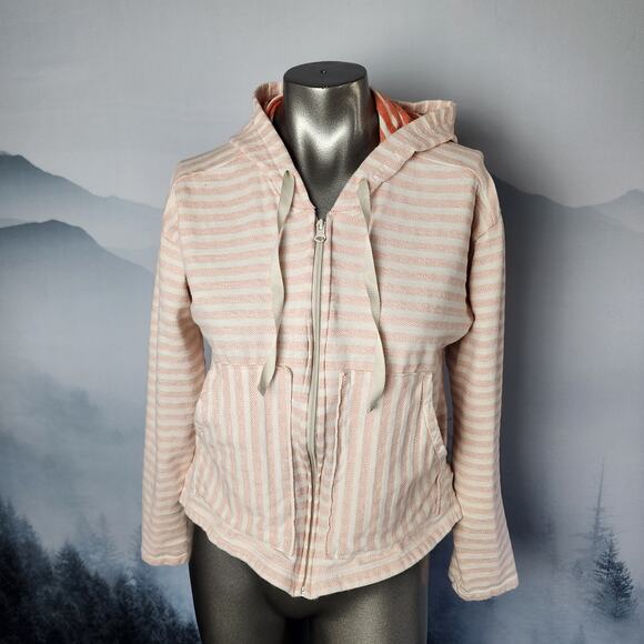 Columbia Melody Spring Fleece Lined Orange Stripe Hooded Jacket | Women's Medium - Picture 1 of 16